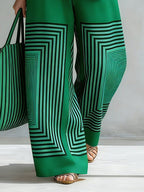 Loose Wide Leg Contrast Color Pockets Pants Trousers