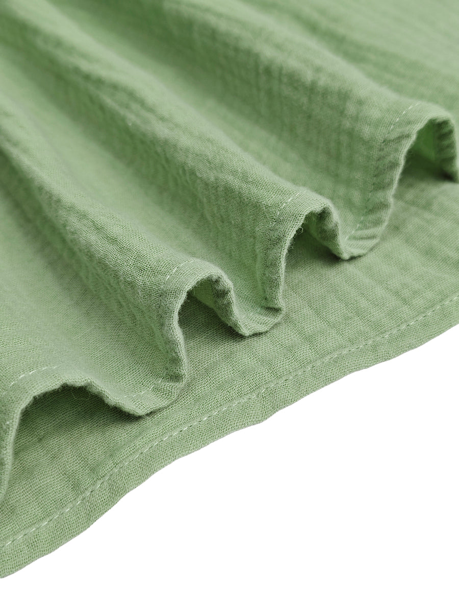 Solid Color Pleated Sleeveless Loose Halter-Neck Tank Top