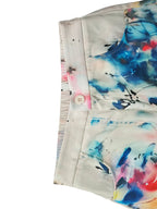 Pockets Graffiti Printed Contrast Color Buttoned Wide Leg High Waisted Trousers Pants