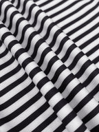 Loose Three-Quarter Sleeves Figure Printed Split-Joint Striped Stand Collar T-Shirts