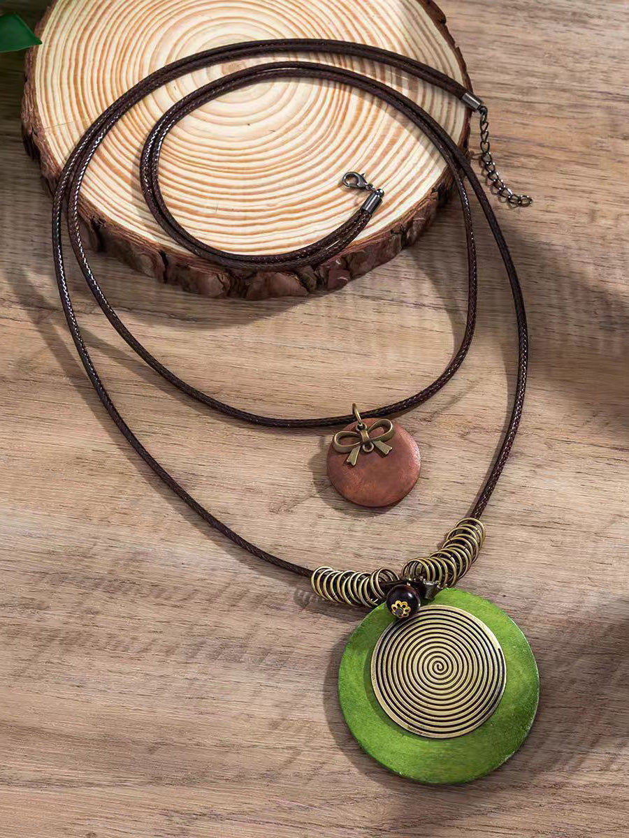 Round Cut Geometric Double Layered  Necklaces Accessories