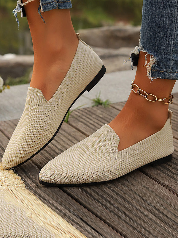 Pointed-Toe Shallow Cut Split-Joint Flat Shoes