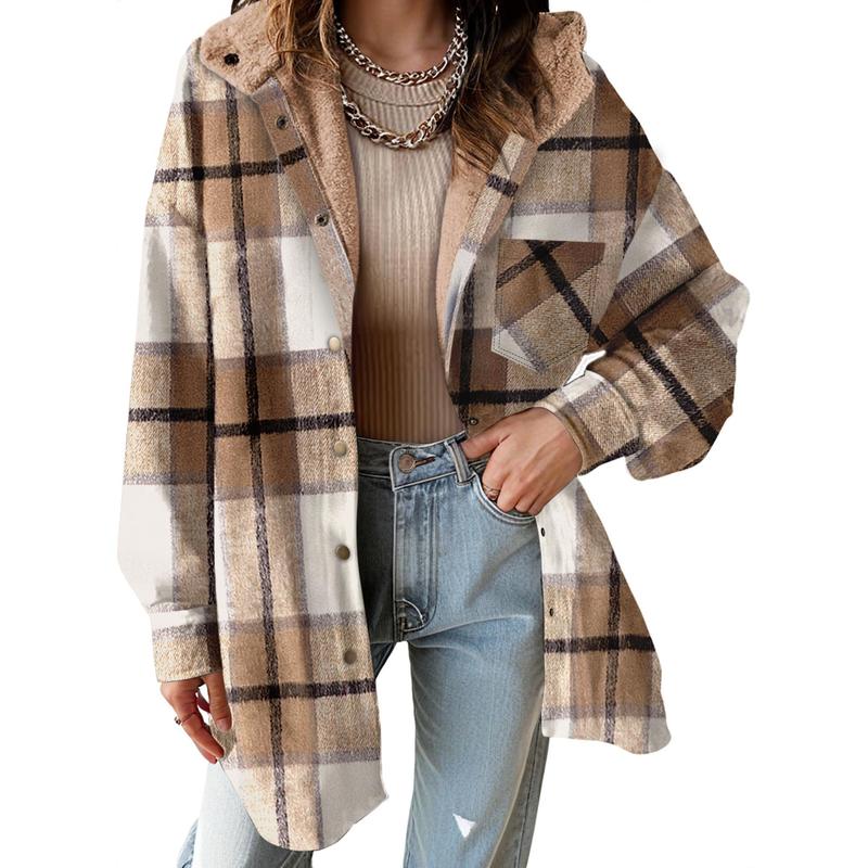 MARIE™ - Flannel Hooded Plaid Shacket Thick Winter Fleece Coat