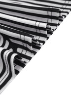 Loose Three-Quarter Sleeves Figure Printed Split-Joint Striped Stand Collar T-Shirts