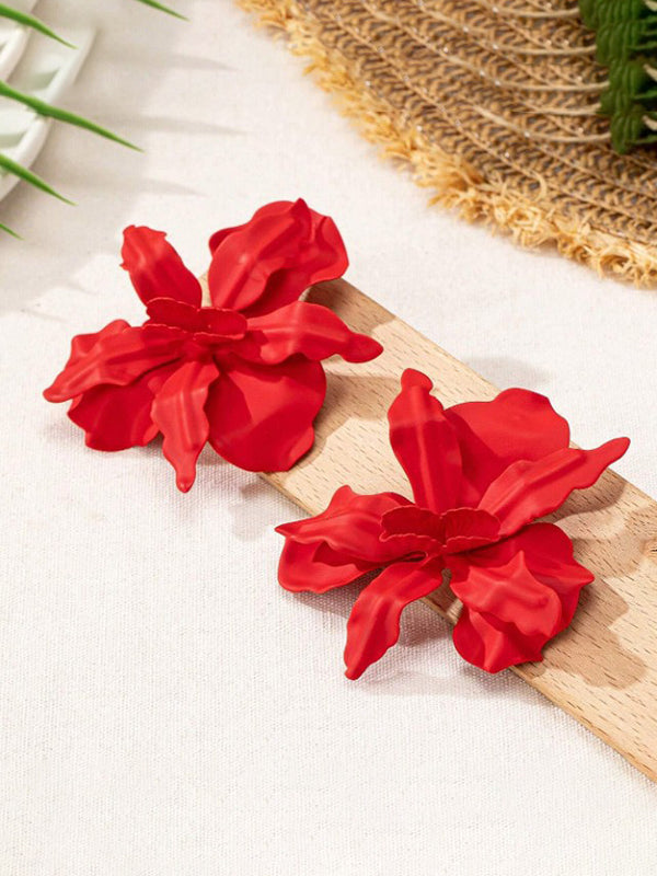 Flower Shape Solid Color Earrings Accessories