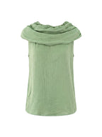 Solid Color Pleated Sleeveless Loose Halter-Neck Tank Top