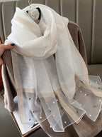 Sun-Protection Beaded See-Through Shawl&Scarf