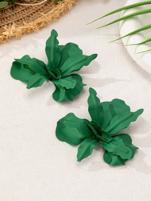 Flower Shape Solid Color Earrings Accessories