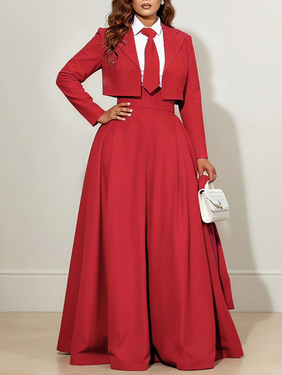 Solid Color Skinny Long Sleeves Notched Collar Outerwear Blazer