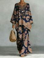 High Waisted Loose Contrast Color Printed Pants Trousers