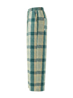 Pockets Plaid Contrast Color Wide Leg Loose Trousers Pants