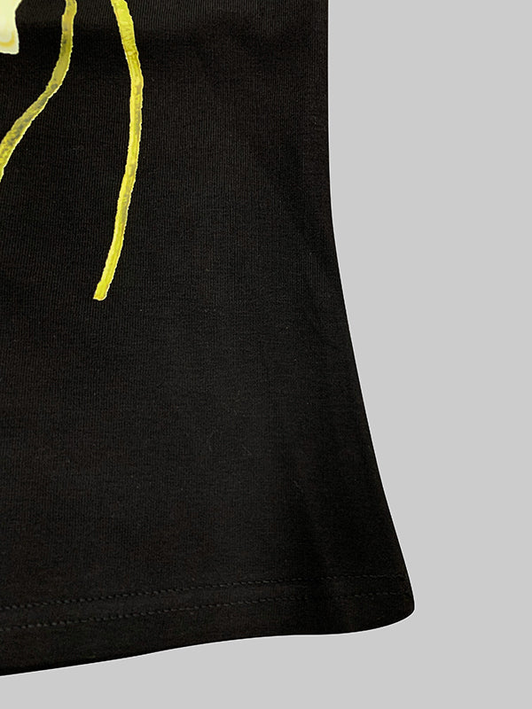 Short Sleeves Skinny Floral Printed Split-Joint Round-Neck T-Shirts