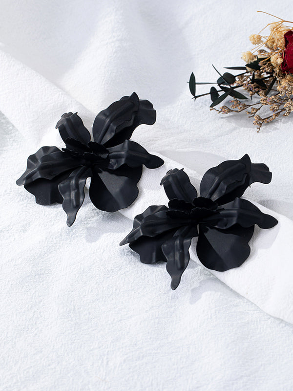 Flower Shape Solid Color Earrings Accessories