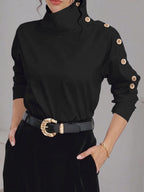 Split-Joint Solid Color Buttoned Long Sleeves Adjustable Straps Blouses&shirts Tops