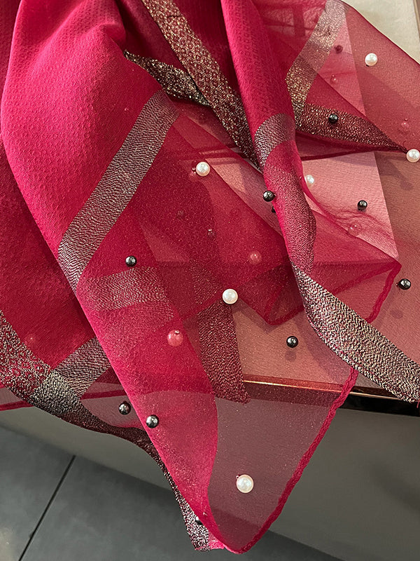Sun-Protection Beaded See-Through Shawl&Scarf
