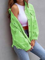 Long Sleeves Loose Fringed Pockets Lapel Outerwear