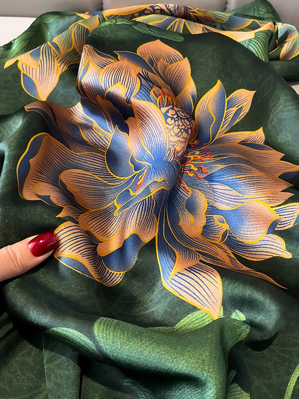 Flower Print See-Through Shawl&Scarf