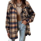 MARIE™ - Flannel Hooded Plaid Shacket Thick Winter Fleece Coat