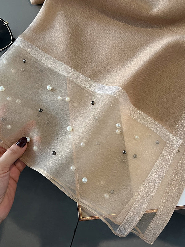 Sun-Protection Beaded See-Through Shawl&Scarf