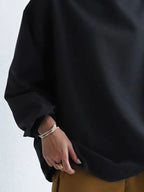Solid Color Loose Long Sleeves High-neck Sweatershirt