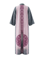 Loose Three-Quarter Sleeves Contrast Color Ethnic Printed Pockets V-Neck Jumpsuits