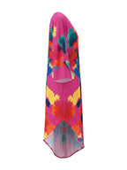 Long Sleeves Loose Asymmetric Contrast Color Pockets Printed One-Shoulder Maxi Dresses