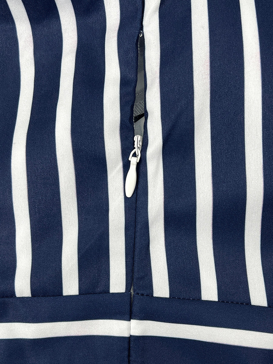 A-Line Loose Buttoned Contrast Color No Belt Striped Lapel Maxi Dresses