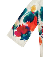 Long Sleeves Loose Asymmetric Contrast Color Pockets Printed One-Shoulder Maxi Dresses